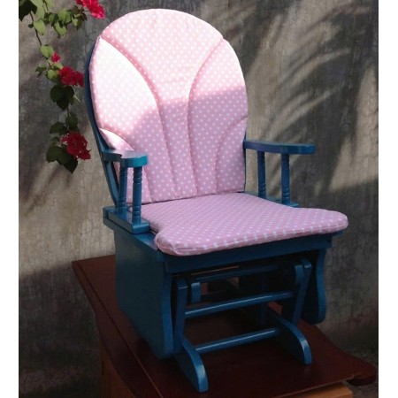 Ghế Lắc Trẻ Em : Ghế Màu Xanh + Nệm Caro Xanh